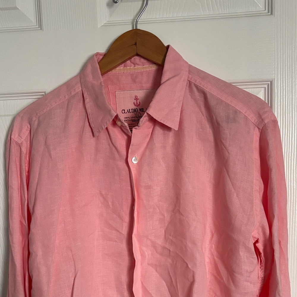 Claudio Milano Pink Linen Shirt - Picture 3 of 3